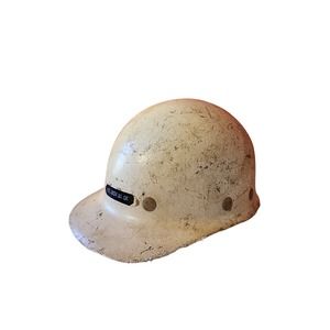 Vintage Fibre Metal Hard Hat Used White Distressed Superglas